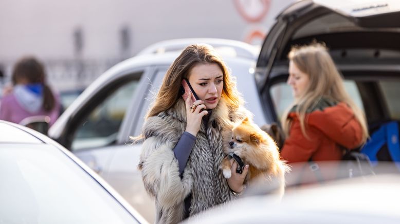 In her Car